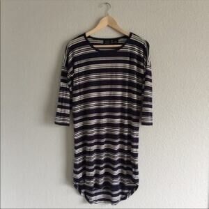 Navy Stripe Knit Mini Dress 3/4 Sleeves by PRESS